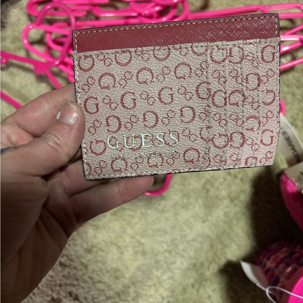 GUESS Pink Monogram Card Holder